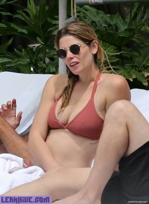  Ashley Greene Relaxing In A Bikini in Miami Beach on picsfans.net