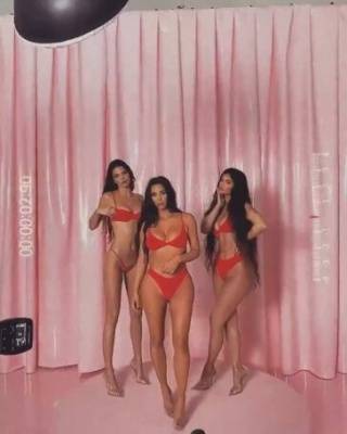Kylie Jenner Thong Lingerie Skims BTS Video  - Usa on picsfans.net