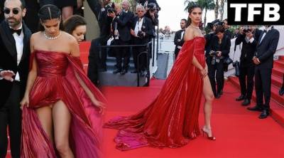 Sara Sampaio Displays Her Sexy Legs & Underwear at the 75th Annual Cannes Film Festival on picsfans.net